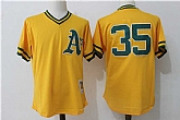 Oakland Athletics #35 Rickey Henderson Yellow Cooperstown Collection Batting Practice Jersey,baseball caps,new era cap wholesale,wholesale hats